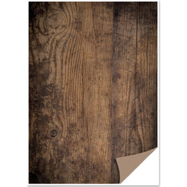 REDDY Caja de tarjetas de 1 hoja con apariencia de madera, tablero de madera, marrón oscuro
