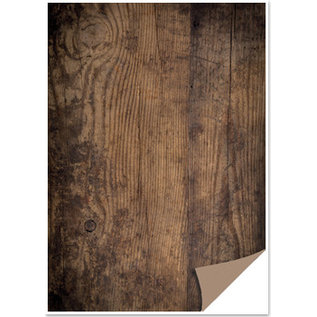 REDDY Caja de tarjetas de 1 hoja con apariencia de madera, tablero de madera, marrón oscuro