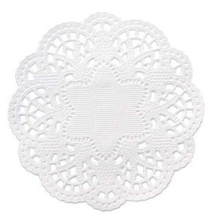 Embellishments / Verzierungen 24 blonde doilies omkring 10 cm, hvid