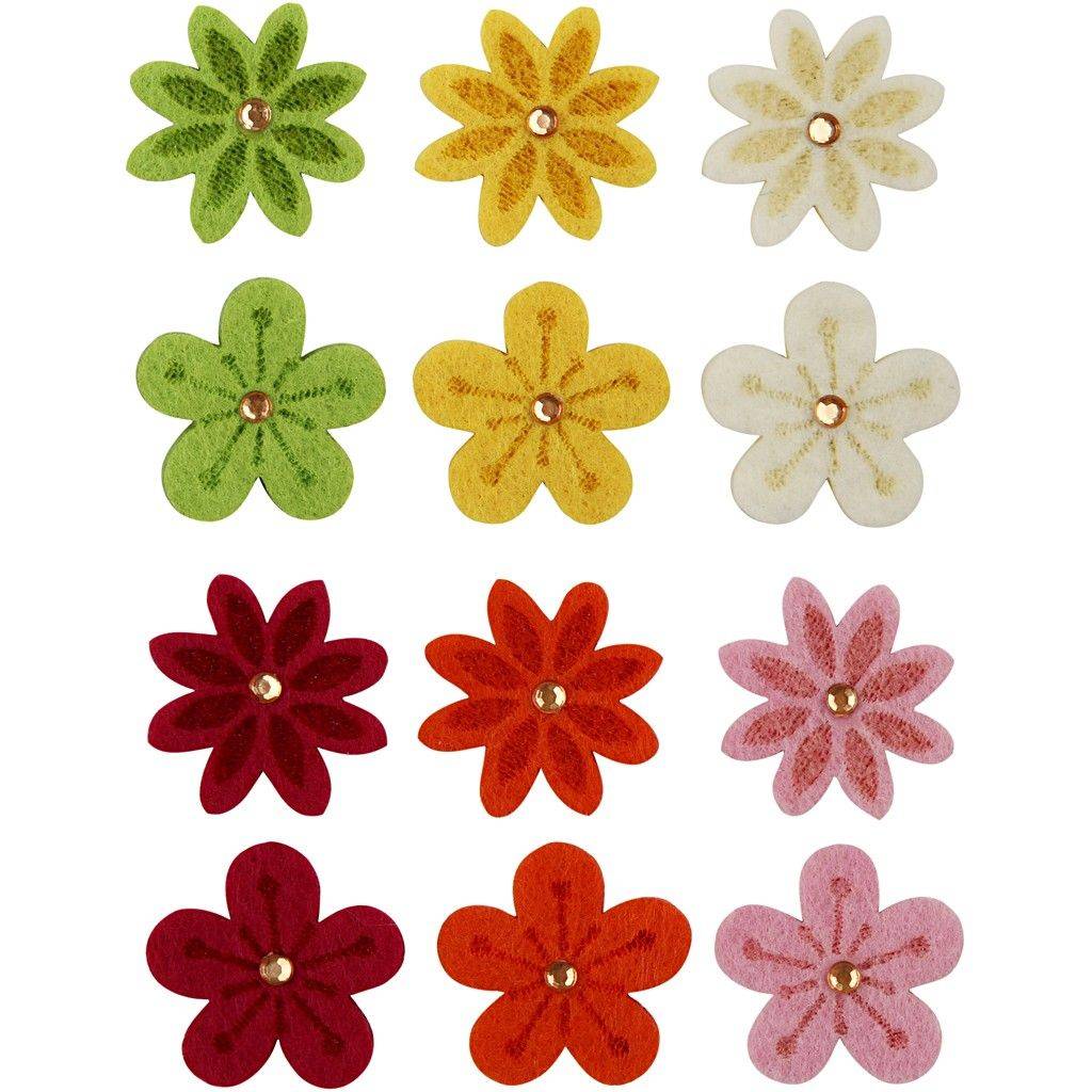 Embellishments / Verzierungen Felt flowers with rhinestone, D 30 mm