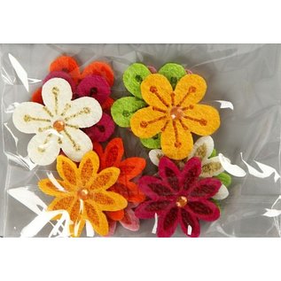 Embellishments / Verzierungen Felt flowers with rhinestone, D: 30 mm, thickness: 2.5 mm