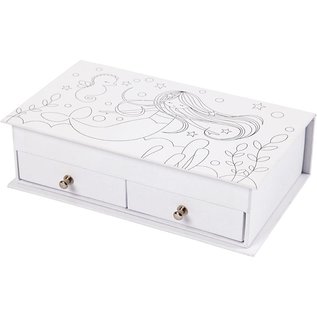 Kinder Bastelsets / Kids Craft Kits 1 caja de joyas, tamaño 18x10,5 cm, H 5 cm, blanco