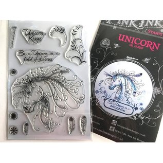 CREATIVE EXPRESSIONS und COUTURE CREATIONS Diseños de tinta rosada: ¡Establecer unicornio, sello A5, para el diseño de 3D Scene!