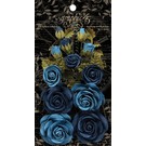 GRAPHIC 45 Roses bleues avec feuilles et bourgeons, 15 pièces au total