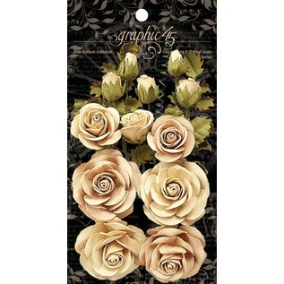 GRAPHIC 45 Grafisk 45 Classic Ivory & Natural Linen Flowers