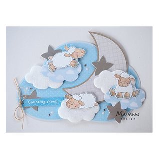 Marianne Design Motif estampé, bannière: Bébé, Animaux mignons d'Eline - Moutons