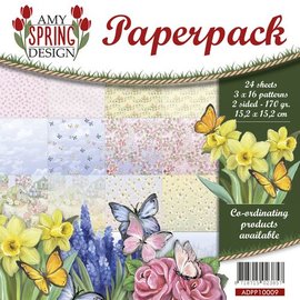 AMY DESIGN Karten- und Scrapbook Papierblock, Format 15,2 x 15,2 cm, Frühling