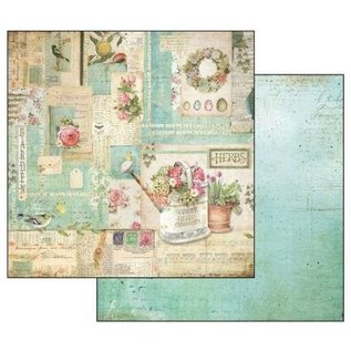 Stamperia, Papers for you  und Florella Bloc de papier pour cartes et scrapbook, format 30,5 x 30,5 cm, jardin