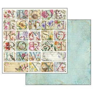 Stamperia, Papers for you  und Florella Card and scrapbook paper block, size 30.5 x 30.5 cm, "Flower Alphabet"