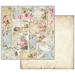 Stamperia, Papers for you  und Florella Bloque de papel para tarjetas y álbumes de recortes, tamaño 30,5 x 30,5 cm, "Flower Alphabet"
