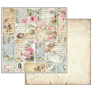 Stamperia, Papers for you  und Florella Kaart en scrapbookblok, Stamperia, afmeting 30,5 x 30,5 cm, "Flower Alphabet"