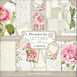 Stamperia, Papers for you  und Florella Bloc de papier pour cartes et scrapbook, format 30,5 x 30,5 cm, "Letters & Flowers"