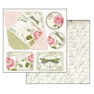 Stamperia, Papers for you  und Florella Bloc de papier pour cartes et scrapbook, format 30,5 x 30,5 cm, "Letters & Flowers"