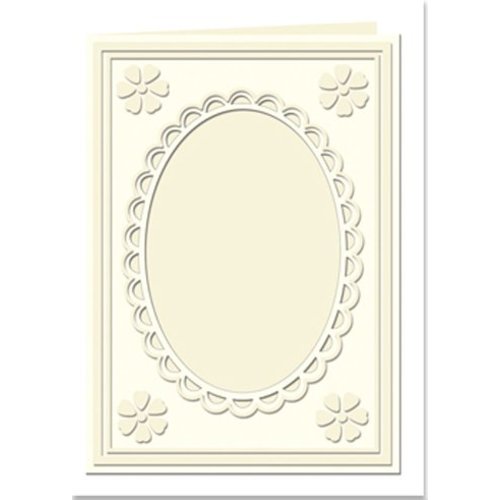 KARTEN und Zubehör / Cards Passepartout cards Mini with oval neckline and lace edge, cream KARTEN und Zubehör / Cards Passepartout cards Mini with oval neckline and lace edge, cream