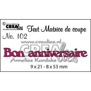 Crealies und CraftEmotions Plantillas de corte, Texto francés "Bon anniversaire"