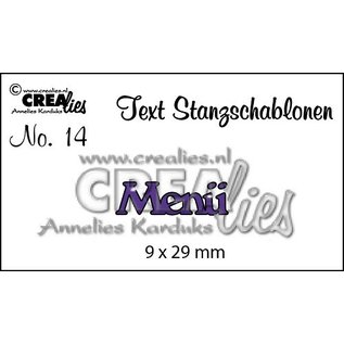 Crealies und CraftEmotions Stanzschablonen, Text DE  "Menü"