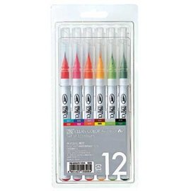 FARBE / MEDIA FLUID / MIXED MEDIA ZIG Set di penne a pennello reali in 12 colori - SOLO 1 set in stock! (con ispirazione video con queste penne)