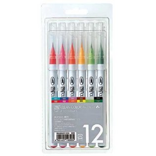 FARBE / MEDIA FLUID / MIXED MEDIA ZIG Ensemble de vrais pinceaux en 12 couleurs - SEULEMENT 1 set en stock! (avec une inspiration vidéo avec ces stylos)