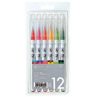 FARBE / MEDIA FLUID / MIXED MEDIA ZIG Set of Real Brush Pens in 12 Colors - ONLY 1 set in stock! (with video inspiration with these pens)
