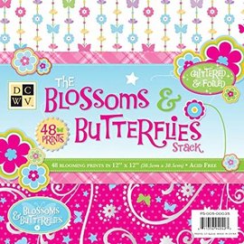 DCWV und Sugar Plum Designerblokk, The Blossoms Butterflies, 48 ark, 30,5 x 30,5 cm