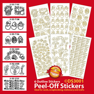 Sticker SET: 6 Outline Stickers, easter