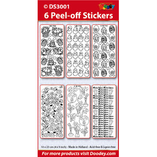 Sticker SET: 6 Outline Stickers, påske