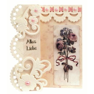 BASTELSETS / CRAFT KITS Kit de fabrication complet: pour 4 cartes à plier romantiques "roses anciennes" A6