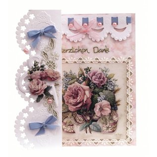 BASTELSETS / CRAFT KITS Kit de fabrication complet: pour 4 cartes à plier romantiques "roses anciennes" A6