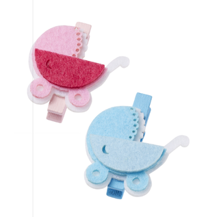Embellishments / Verzierungen Baby cart, about 4 cm with clip, blue, 3 pieces! Baby in selection for girls or boys
