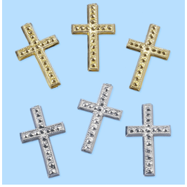 Embellishments / Verzierungen Cross, about 3 cm, 3 pieces. Choice in silver or gold color. To design on cards