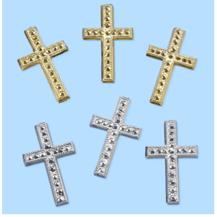 Embellishments / Verzierungen Cross, about 3 cm, 3 pieces. Choice in silver or gold color. To design on cards