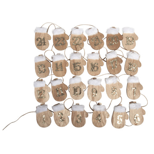 Embellishments / Verzierungen ARTISANAT DE PRÉPARATION pour Noël: 24 gants en bois du calendrier de l’avent sur pince Embellishments / Verzierungen ARTISANAT DE PRÉPARATION pour Noël: 24 gants en bois du calendrier de l’avent sur pince