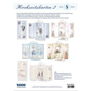 BASTELSETS / CRAFT KITS Zur Gestaltung von 5 zauberhafte Faltkarten, Thema Hochzeit