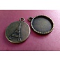 Embellishments / Verzierungen Charms, 2 pieces, round with Eiffel Tower motif