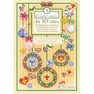 BASTELSETS / CRAFT KITS Marij Rahder Winter 4x 3D-illustrationer til kort