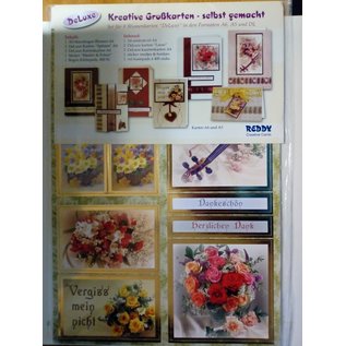 BASTELSETS / CRAFT KITS Reddy Deluxe, Kartenset, Blumen, mit Goldfolien Effekt!