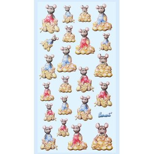 Embellishments / Verzierungen 3D stickers, 22x cute money mice, to design on cards, gift certificates and much more!