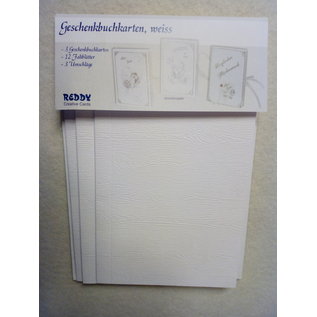 KARTEN und Zubehör / Cards Ensemble de matériel pour 3 cartes de livre-cadeau avec choix en blanc, brun clair ou foncé!