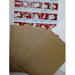KARTEN und Zubehör / Cards ¡Material para 3 tarjetas de regalo con opción en blanco, marrón claro u oscuro!