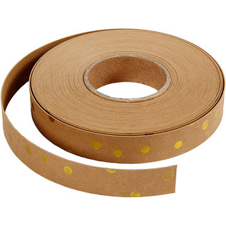 Karten und Scrapbooking Papier, Papier blöcke Lederpapierstreifen / Flechtstreifen, B 15 mm, Stärke: 0,55 mm, Hellbraun, Gold-Druck, 9,5m