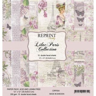 Stamperia, Papers for you  und Florella Designerpapir, kort og utklippsbokpapir, 30,5 x 30,5 cm, Lilac Paris Collection.