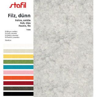 FILZ / FELT / FEUTRE Set de feutre 10 couleurs, 30 x 40cm x 1mm