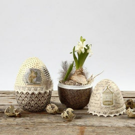 Holz, MDF, Pappe, Objekten zum Dekorieren 1 uovo in due parti, altezza 12 cm, profondità: 9 cm