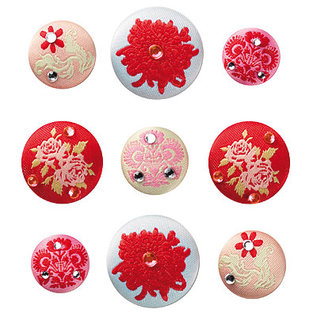 Embellishments / Verzierungen Tilda, 9 brads con rose Tilda ricamate, solo LIMITATO disponibile!