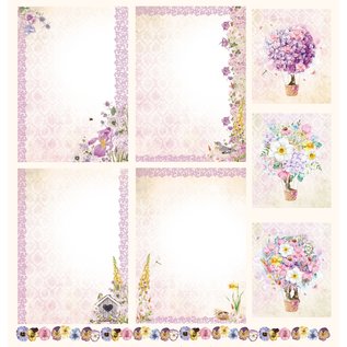 LaBlanche Designerpapir, "Blütenzauber", 30,5 x 30,5 cm, trykt på begge sider.