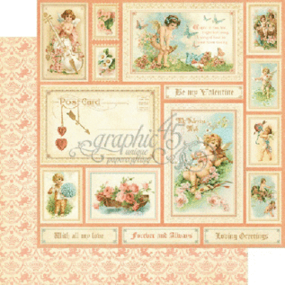 GRAPHIC 45 Graphic45, carta di design, "Sweet Sentiments, Be my Valentin", 1 foglio 30,5 x 30,5 cm