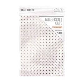 Tonic Studio´s A4, kraft cardboard, mother-of-pearl with golden hearts, 280 gsm, 5 sheets