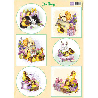 Marianne Design Feuille photo, A4, poussin, lapin, chien et chat