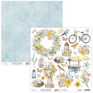 Designer Papier Scrapbooking: 30,5 x 30,5 cm Papier Mintay, carta di design, 250gr / m², 12 fogli, stampa fronte-retro, Bloomville