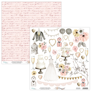 Designer Papier Scrapbooking: 30,5 x 30,5 cm Papier Mintay, designerpapir, 250gr / m², 12 ark, dobbeltsidet trykning, Merry Me